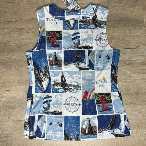 REYN SPOONER Transpacific Yacht Race Transpac 2023 Tank Top Blue Nautical Size 0 - Picture 4 of 8
